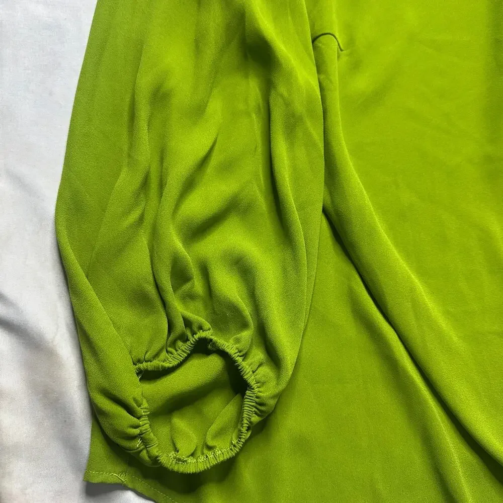 Carmen Marc Valvo Woman Green Blouse 3X Minimalist Zip Front Top - Picture 7 of 13